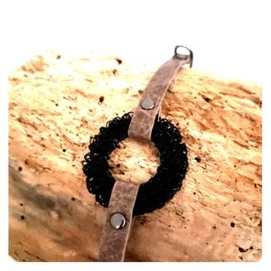 Leather and wire bracelet
